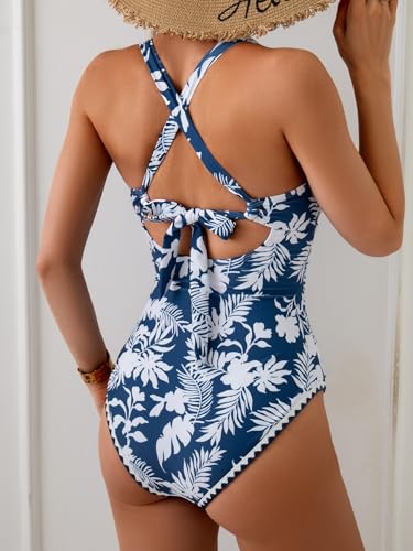 Image of B2prity One Piece Swimsuit for Women Tummy Control Ruched Bathing Suit Push Up Tie Back Swimwear Shell Stitched