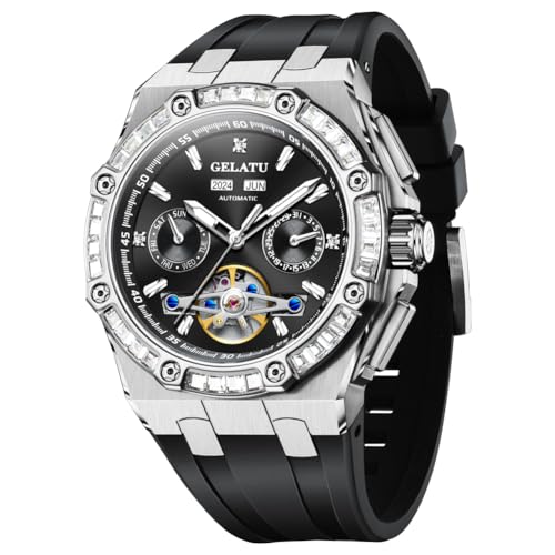 Montre de luxe mécanique automatique homme en saphir et strass