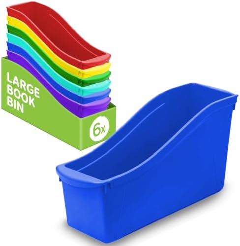 Storex Large Book Bin, Interlocking Plastic Organizer for Home, O...