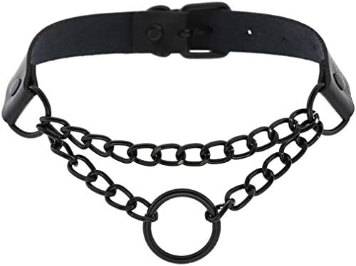 Vintage Choker Collar Necklace,Punk Goth PU Leather Collar Choker Necklace For Men Women Girls Boys (O)