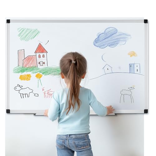 NEWBULIG White Board, 48" x 24" Magnetic Dry Erase Board for Wall with 1 Dry Eraser & 2 Multi-Color Markers & 4 Magnetic Pins, Silver Aluminum Frame for Office, Home, School - Image 8