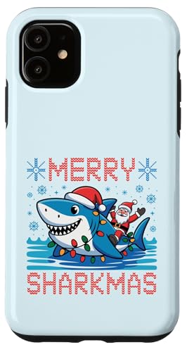Merry Sharkmas AO[Z[^[ T^V[N NX}XCg X}zP[X iPhone 11 p