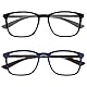OPULIZE Max Lesebrille 2er Pack - Klassische große rechteckige Fassung - Brillen in mattem Schwarz und Blau - Herren Damen Unisex - RR78-13 - +3,50