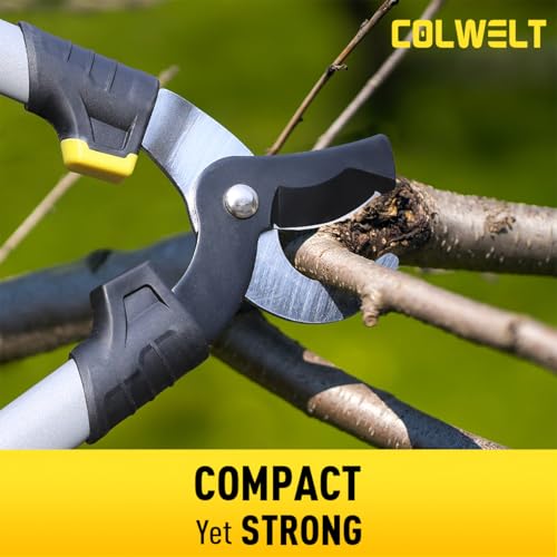 Colwelt Gartenscheren-Set, 3-teilig: Leichtes, kompaktes Gartenscheren-Set mit 42 cm langem Bypass-Astschneider, Heckenschere und Gartenschere. Pflege-Set für Bäume und Sträucher mit Softgriff.