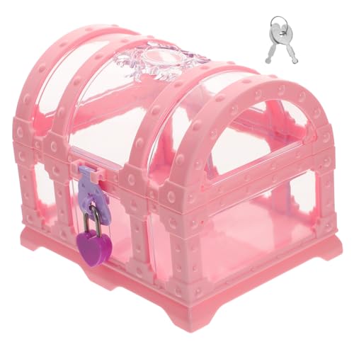 VALICLUD 錠前鍵付きプラスチック宝箱 子供用おもちゃ収納ボックス ジュエリー小物入れ 女の子向け海賊テーマパーティー装飾品