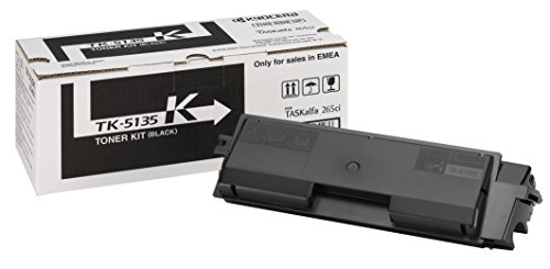 Kyocera TK-5135K Toner Drucker Schwarz. Original Tonerkartusche 1T02PA0NL0. Drucker Toner kompatibel für TASKalfa 265ci, TASKalfa 266ci. Druckertoner für bis zu 10000 Seiten