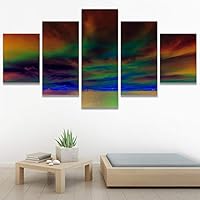 SIGNWIN 5 Panel Canvas Wall Art Modern Art Coastal Colorful Multicolor Photography Romantics Sunset for Home Decorations Ready to Hang - 60
