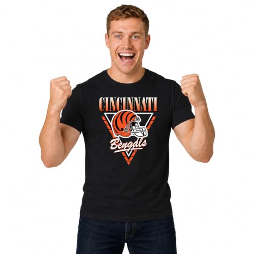 Team Fan Apparel NFL Adult Retro Triangle Unisex T-Shirt, Tag-Less Comfortable Football Apparel, Officially Licensed (Cincinnati Bengals - Black, X-Large)