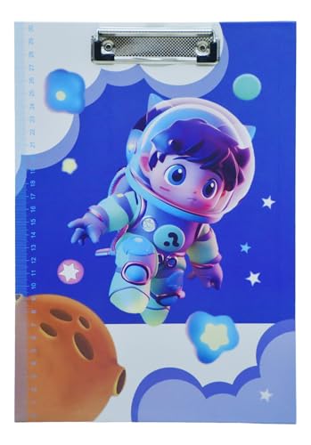 Image of AccuPrints 12 x 9 inch Cardboard Standard A4 Letter Size for Students Exam Board Boys | Low Profile Clip Board | Decorative Cute Clipboard Space Pattern (Random Color) (A2P6)