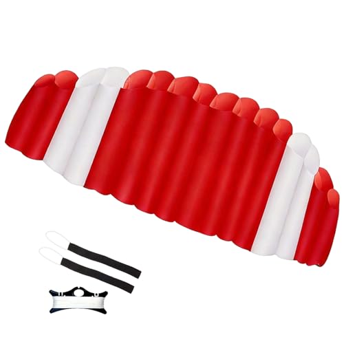 2,5 m, Tapis de cerf-Volant à Deux Couches, pour Enfants et Adultes, 2 x 25 m sur treuil avec Passants, cerf-Volant à partir de 8 Ans (Rouge et Blanc)