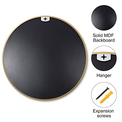 Huovtr Round Mirror, Circle Mirror 16 Inch, Gold Round Wall Mirror Suitable For Bedroom, Vanity, Living Room, Bathroom, Entryway Wall Decor And More, Brushed Aluminum Frame Circle Mirrors For Wall #TOP3