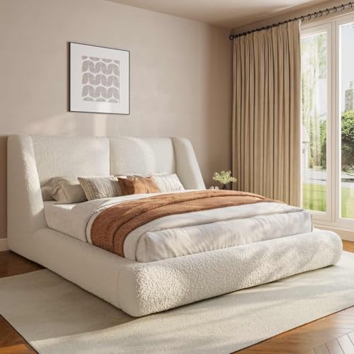 Homkdom Cloud Bed Frame Queen Size with 5 Headboard Protection
