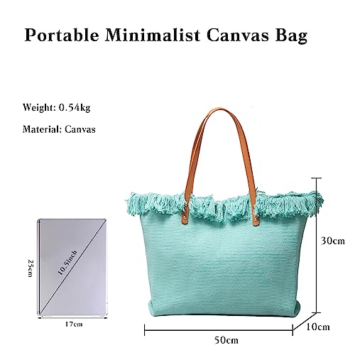 Image of CORIOS Tote Bag for Women Cute Canvas Shoulder Bag Summer Vibe Beach Bag Casual Handbag Bohemian Hobo Bag with Tassels