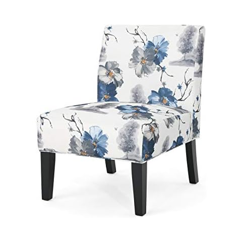 Christopher Knight Home Kendal Traditional Fabric Accent Chair, Print, Matte Black, 22.5D x 29.5W x 32H in Cover