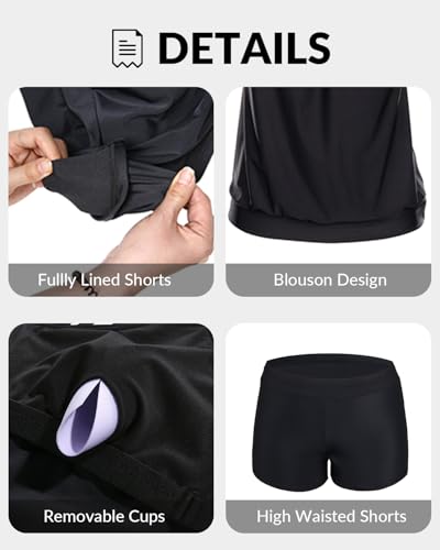 Holipick Plus Size Tankini Swimsuit for Women Two Piece Tummy Control Bathing Suit Blouson Racerback Tankini Top with Shorts4