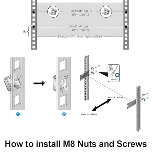 WUMZIRA M8 Käfigmuttern für Netzwerkschränke, Edelstahl Käfigmutter zur Rack-Montage Käfigmutternset Montagesatz für Schränke Netzwerk Schrauben Rack Käfigmuttern (10 Stück）