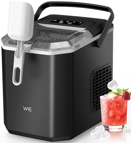 WIE Macchina Ghiaccio 12kg/24h, Autopulizia Macchina del Ghiaccio Casa, 9 Cubetti di Ghiaccio in 6...