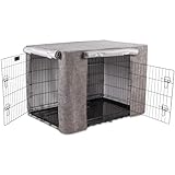 Bunty Dog Crate Cover - Premium Build Crate Training Aid - Durable, Windproof, Anxiety Relief Dog Kennel/Cage Cover, 2*Roll Up Sides, Made in UK - Extra Large (42 Inch), Grey