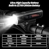 Super Bright Bike Lights Front and Back, 2 Powerful LED for High Beam Low Beam Bicycle Lights, 6000mAh USB C Rechargeable Bike Headlight, Smart Brake Bike Taillight, IPX6 Waterproof & Aluminum Alloy - Image 3