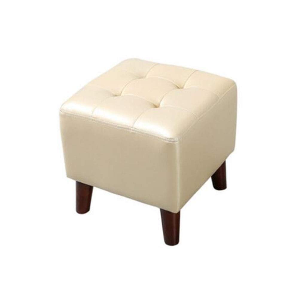 Repose-Pieds Cuir PU Soulagement Jambes - Tabouret Carré Blanc Bois