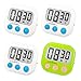 FOREV Kitchen Timer 4 Pack Small Digital Electronic Loud Alarm, Magnetic Backing, ON/OFF Switch, Minute Second Countdown, White, Blue and Orange (3 White & 1 Green)