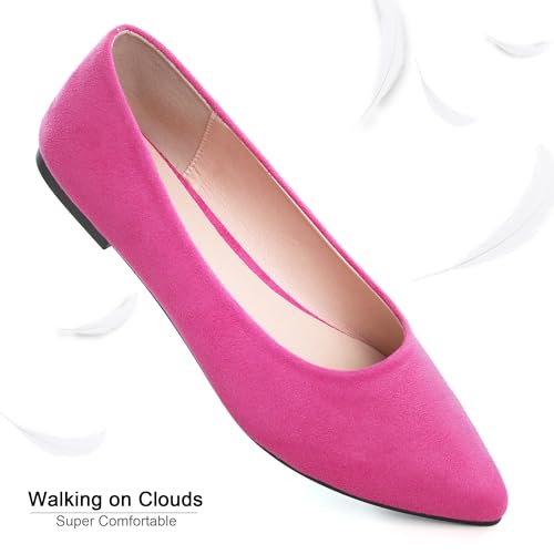 Image of Dear Time Women's Pointed Toe Ballet Flats Simple Casual Office Work Flats Slip-on Comfortable Shoes