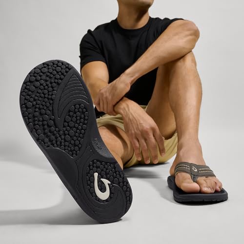Image of OLUKAI Hokua Men's Beach Sandals, Quick-Dry Flip-Flop Slides, Water Resistant & Wet Grip Rubber Soles, Compression Molded Footbed & Soft Comfort Fit
