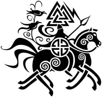 Miniatura 9 de Juego de 10 calcomanías vikingas, 4 pulgadas, impermeables, calcomanías de vinilo nórdico, Walknut, brújula Vegvisir, Odín, runa, cuervo, martillo