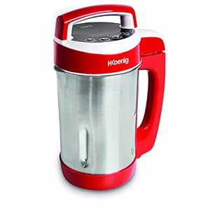 H.Koenig Soup Maker 1.1L MXC18 in acciaio inox, frullatore cuoci zuppe professionale multifunzione, 4 programmi di preparazione, ricette calde e fredde 850W Rosso