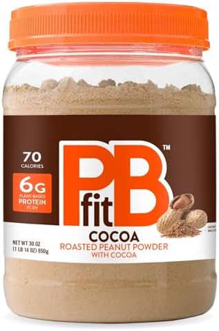 PBfit 30 Ounce Peanut Butter Powder Chocolate Flavor, Cocoa Powdered Peanut Butter Spread From Real Roasted Peanuts and Cocoa, 6g of Protein 7% DV, Gluten-Free, 70 calories, 88% less fat (Pack of 1)