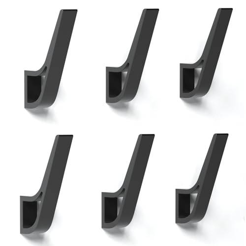 KYOEON Coat Rack Hooks Wall Mounted Hold 50 lbs, Black 6Packs, Bath Towel Rope Large Hooks for Kitchen, Door, Cabinet, Bathroom, Foyers, Hallways, and Bedrooms by KYOEON - Used condition - US$4.74