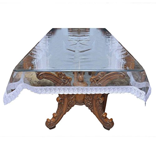Greatest A Heat Resistant,Easy Clean Waterproof Plastic Table Cover, Crystal Clear Pvc Tablecloth Protector (60-Inch X 104-Inch Oval, Beautiful White Lace) #TOP4