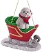 Bichon Frise Dog in Sleigh Christmas Ornament New