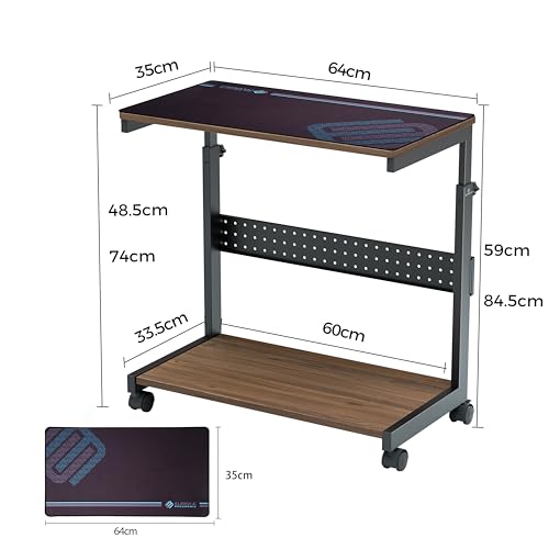 EUREKA ERGONOMIC Höhenverstellbarer PC Tower Ständer, ATX-Gehäuse CPU Halter PC Cart, CPU Stand mit Rollen und Maus Pad, Walnussfarbe
