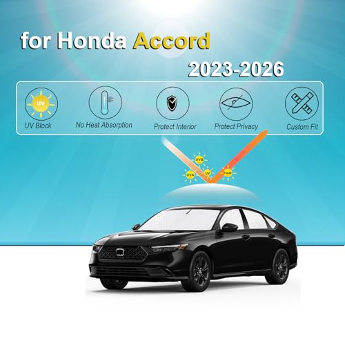 Image of KMF Thicken Sun Shades for Honda Accord 2023-2025 2026 Accessories Full Car Window Covers Sunshade for Windshield Side Rear UV Block and Protect Privacy Blackout for Car Camping Outdoor 8pcs