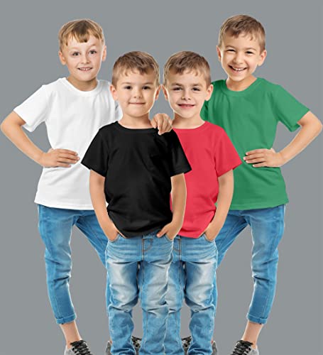 Image of Hangout Hub HH87 Tshirt for Boy's | Regular Fit | Super Combed Cotton Kids T-Shirt | Solid Plain Tees | Round Neck T Shirt | Half Sleeves |Pack of 2 | 3 | 4 | 5 |6