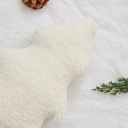 Image of Allorry Christmas Pillows Set of 2 Beige Christmas Tree Shaped Soft Plush Christmas Decor Pillow for Party Xmas Winter Holiday Home Sofa Cushion Cases WL-006J