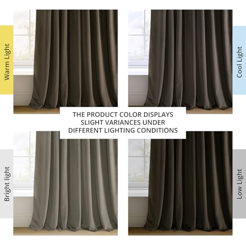 HPD Half Price Drapes Signature Velvet Thermal Blackout Curtains for Living Room 84 Inch Long (1 Panel) Rod Pocket Insulated Blackout Curtains for Bedroom Window Curtains, 50W x 84L, Java