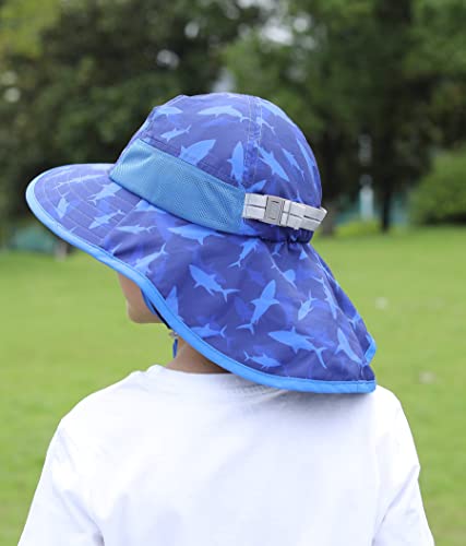 Image of icolor Kids Sun Hat UPF50+ Sun Protection Bucket Hat Toddler Summer Beach Play Hats with Neck Flap for Girl Boy Ages 3~10