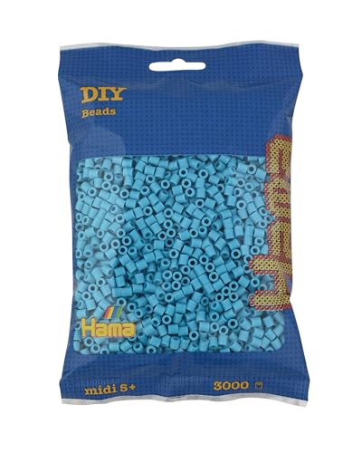 Hama Pärlpåse | Ca 3000 Midi Fuse-Pärlor | Mosaikdekoration Konst & Hantverk för Kreativa Barn Från 5 år | azure