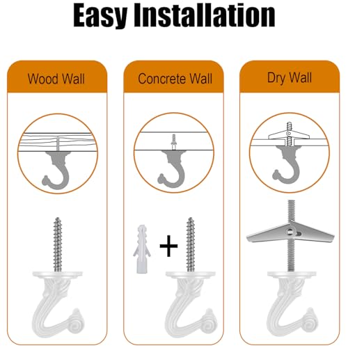 Image of 12 Ft Heavy Duty Hanging Chain Kit (White) | with Connection Locks & Swag Ceiling Hooks for Lighting Fixture, Pendant, Lantern, Swag Lamp, Plant Basket, Bird Feeder