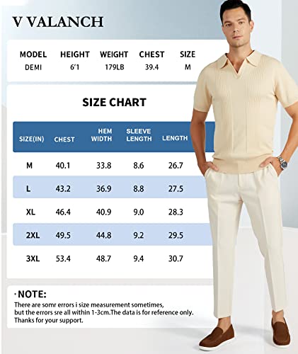 V Valanch Knit Shirts For Men Short Sleeve Golf Polo Shirts Vintage Retro Shirts Beige Collared Shirts #TOP5