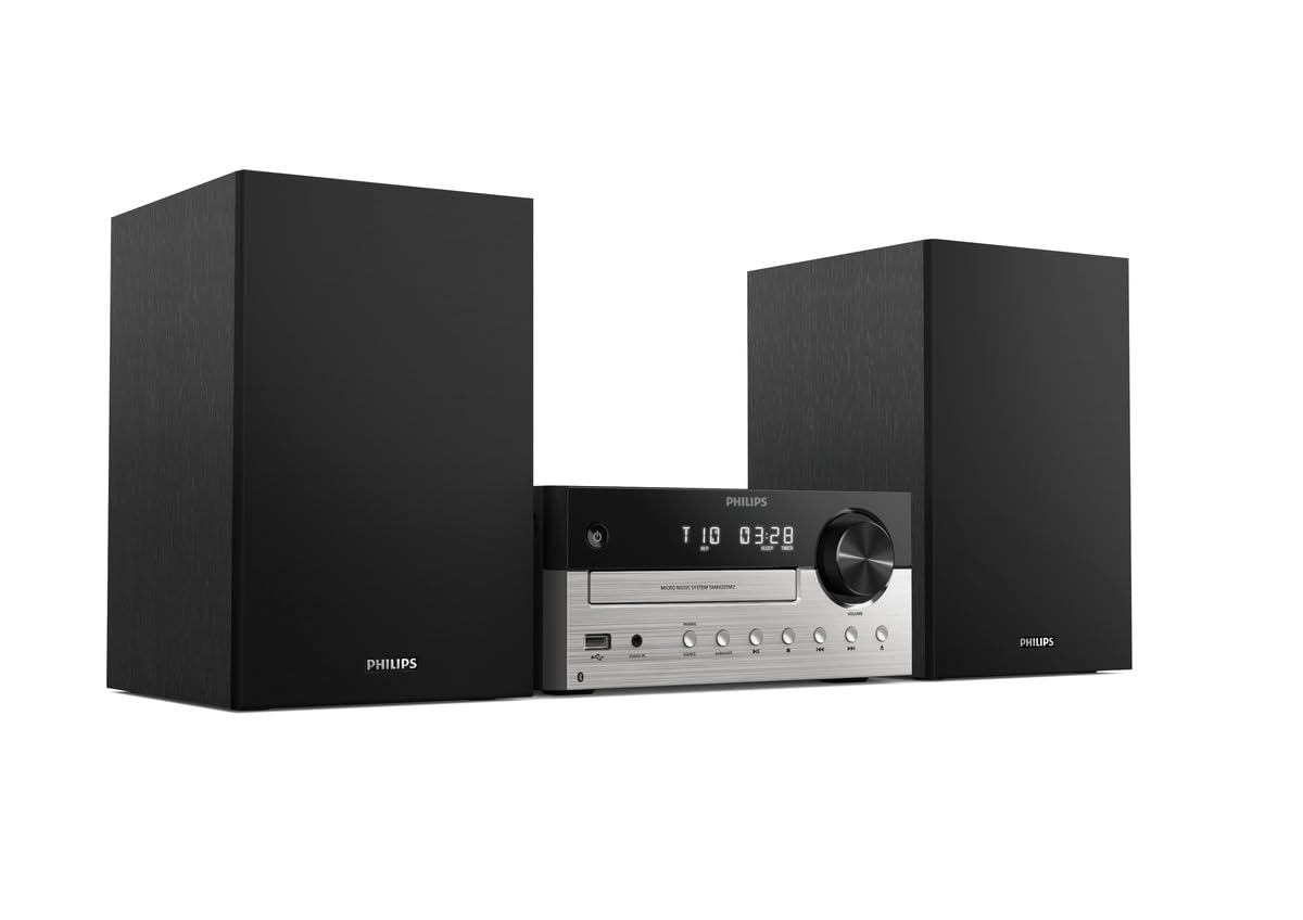 Philips TAM4205M2 Système de microchaîne Hi-FI – 80 W, Enceintes Bass Reflex, CD, FM, USB, entrée Audio, Bluetooth 5.4, Auracast, contrôle numérique du Son, télécommande, Emballage écologique