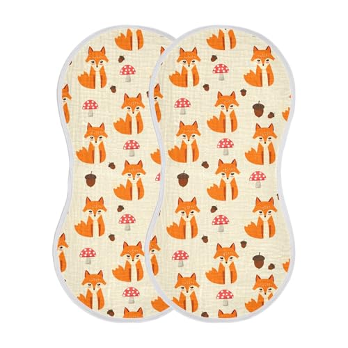 Cute Foxes Pattern Muslin Burp Cloths for Baby 4-Layer Absorbent Cotton Large 22