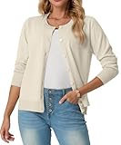 GRECERELLE Cardigan Sweaters for Women Lightweight Long Sleeve Crew Neck Button Up Soft Ribbed Knit Cardigans 2026 Spring Outfits Oatmeal L