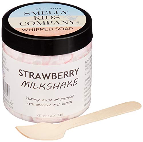 Smelly Kids Company Moisturizing Whipped Soap- Kid Friendly Cream Body Wash| Hand Wash| Shave Butter, For All Skin Types| No Sulfates, No Parabens, Cruelty-Free|4Oz (Strawberry Milkshake) #TOP4