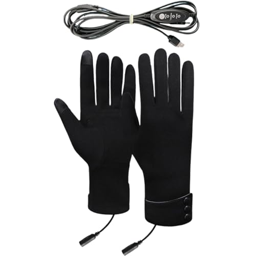 Guantes calefactables para moto | Manoplas antideslizantes y aptas para pantalla táctil | Guantes de ciclismo recargables por USB con 3 niveles de calor, para trabajos de invierno, esquí, caza