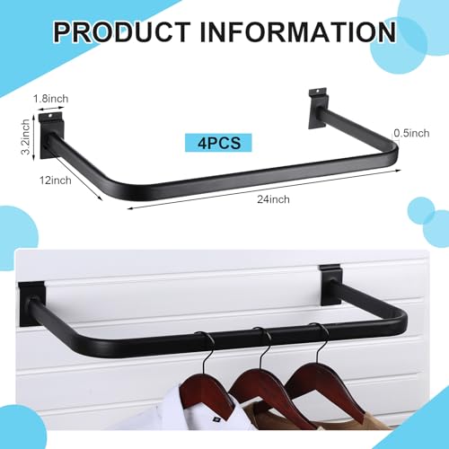 Shimeyao 4 Pcs U Shaped Handrail for Slatwall 24 Inch Oval Tubing Handrail Metal Slat Wall Accessory for Retail Displays Bracket Clothing Rack Home Use (Black) by Shimeyao - Image 2
