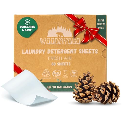 Laundry Detergent Sheets – Eco-Friendly, Hypoallergenic, Plant-Based Detergent for Sensitive Skin, Recycled Packaging, Liquid-Free Travel-Friendly Laundry Soap Strips (Up to 160 Loads, 80 Sheets)