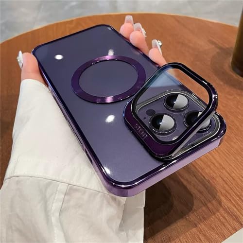 Protecteur d'objectif iPhone 12 Pro Max violet transparent avec support téléphone LVTFCO antichoc